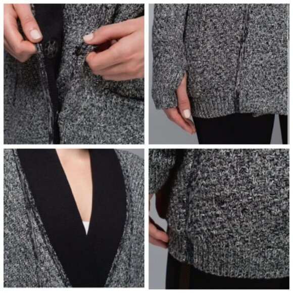 Lululemon Post Practice Cotton Cardigan Knit Sweater Pockets Top Snap Oversize S - Picture 14 of 15